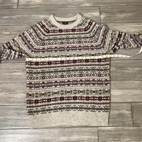 J.crew 100% Lamb Wool Print Pattern Knit Sweater Sz Medium - Picture 6 of 14